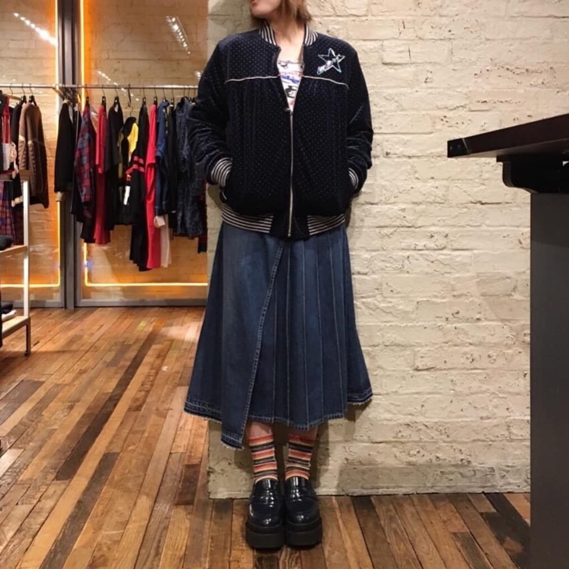 히스테릭글래머 스타로고 벨벳 자켓 블랙 상품이미지10