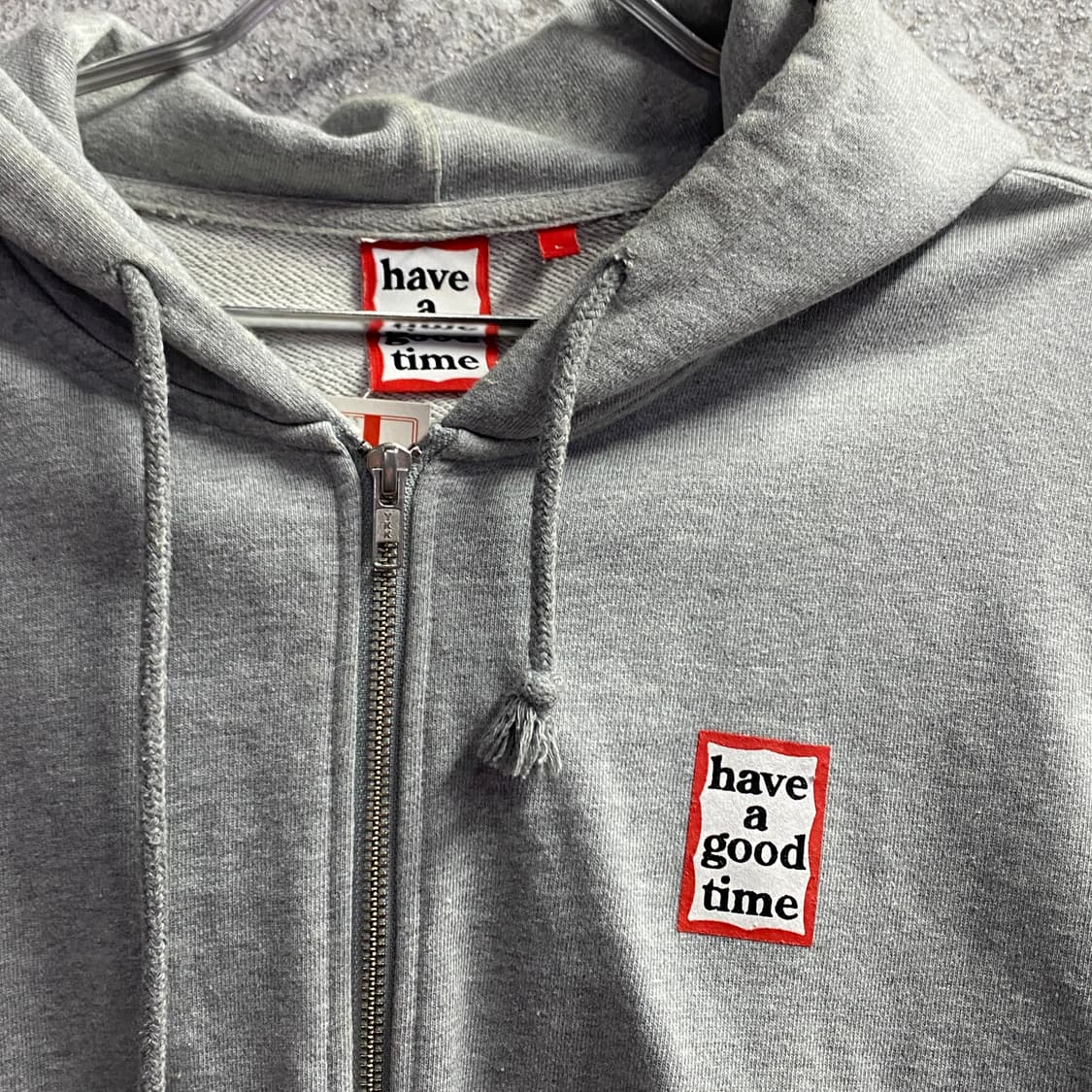 해브어 굿타임 박스로고 박시핏 후드 집업 B3507 상품이미지3