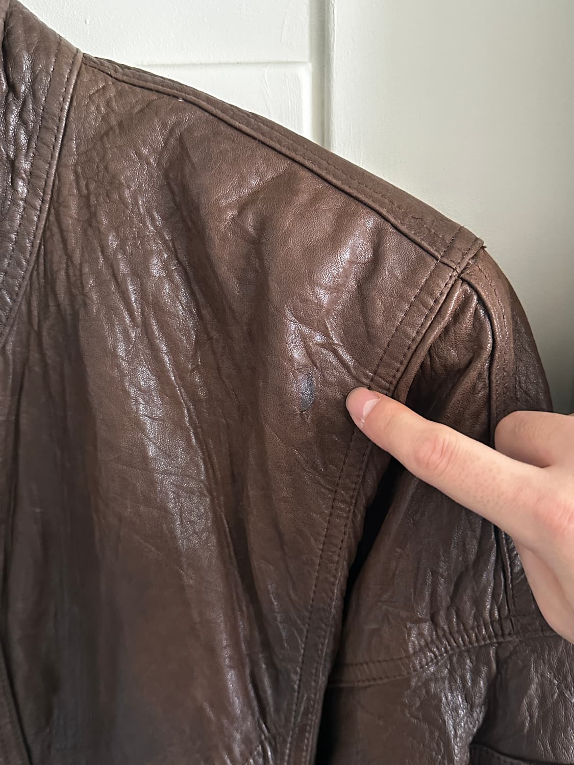 90s 빈티지 브라운 레더 블루종 자켓 상품이미지4