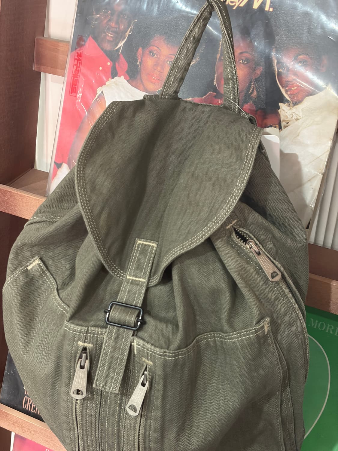 요시다 포터 헤링본 코튼 럭색 (Olive / Khaki)  상품이미지3