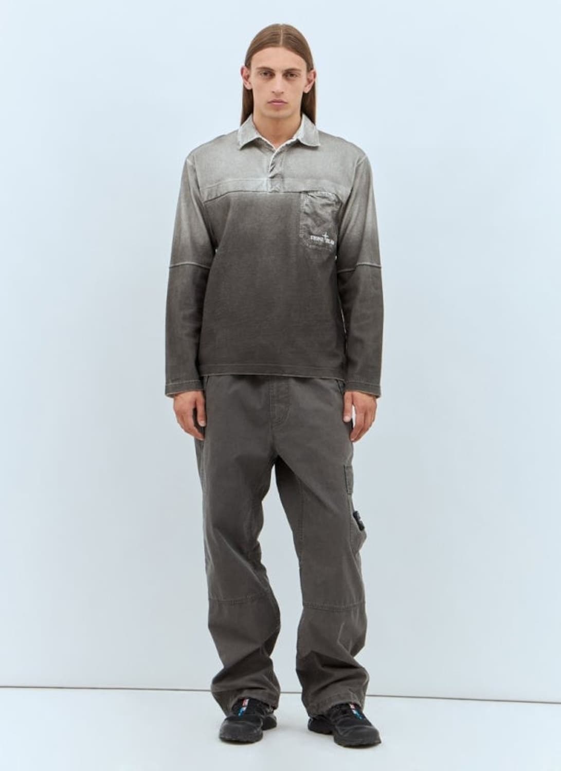 스톤아일랜드 코튼 저지 옥사이드 스프레이 롱슬리브 폴로 셔츠 상품이미지7