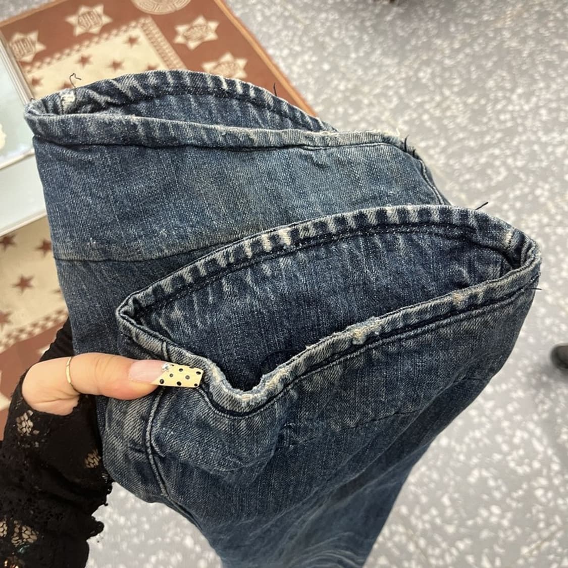 에비수 올드스쿨 펑크 호랑이자수 데미지 데님팬츠 30인치 C09847 상품이미지7