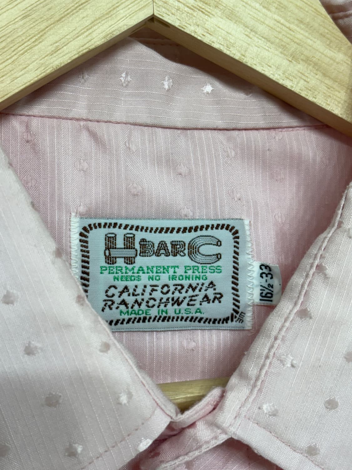 70's vtg H bar C dot pink Western Shirt. 상품이미지3