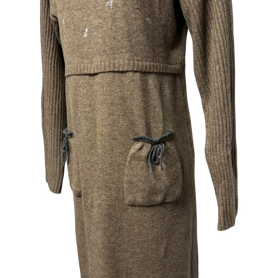 3798 브라운 꽃자수 맥시 니트원피스 상품이미지3