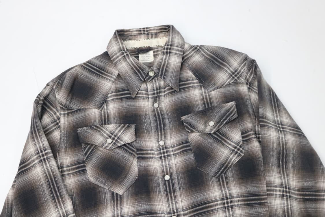 BACK NUMBER 백넘버 빈티지 웨스턴 체크 스냅 셔츠 (M) 상품이미지3