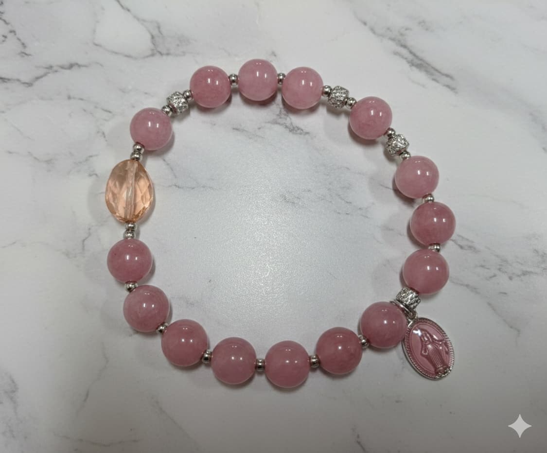 천연 로즈쿼츠 & 기적의 패 묵주팔찌 상품이미지2