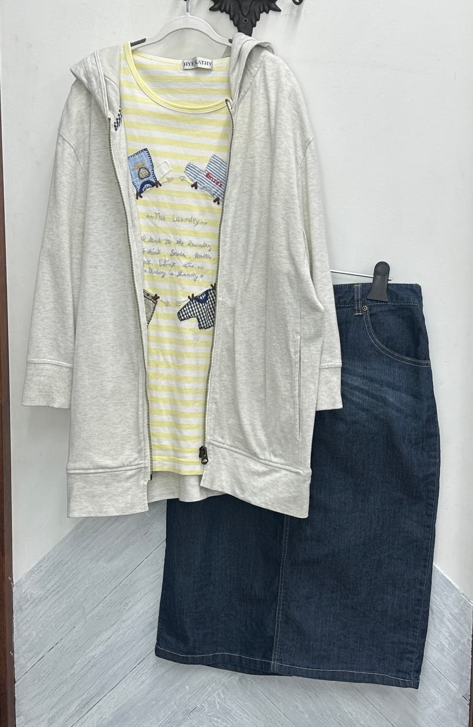 ⭐️하구미의 패치워크 코디세트⭐️ 반팔티셔츠 후드집업 모리걸 그런지  상품이미지3