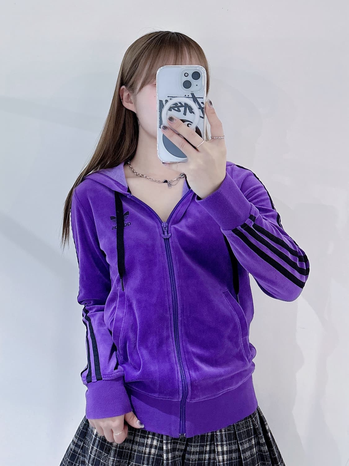 아디다스 벨벳 퍼플 후드집업 상품이미지2