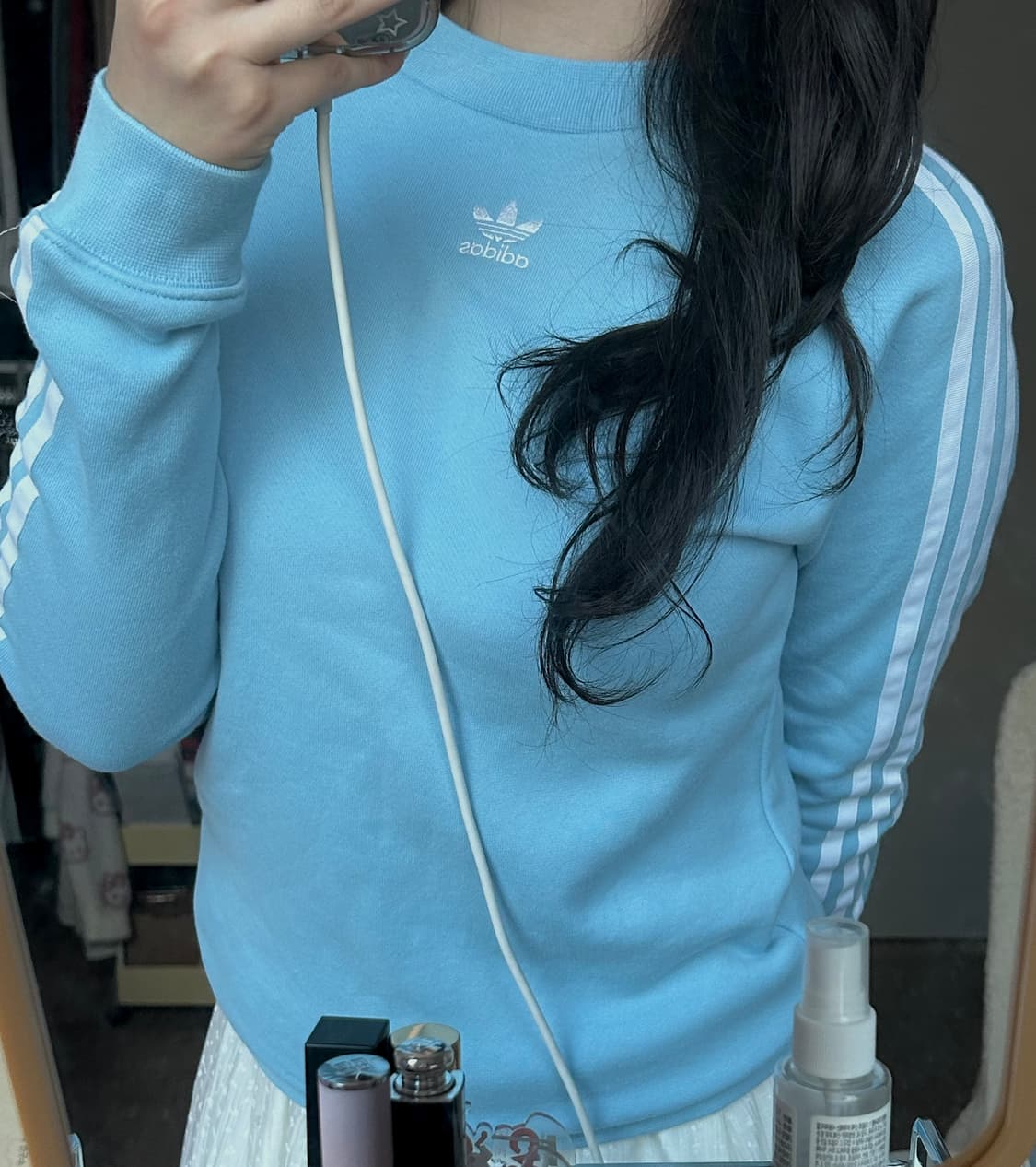 아디다스 대장템 민트코어🩵 소라 삼선 맨투맨(XS) 상품이미지1