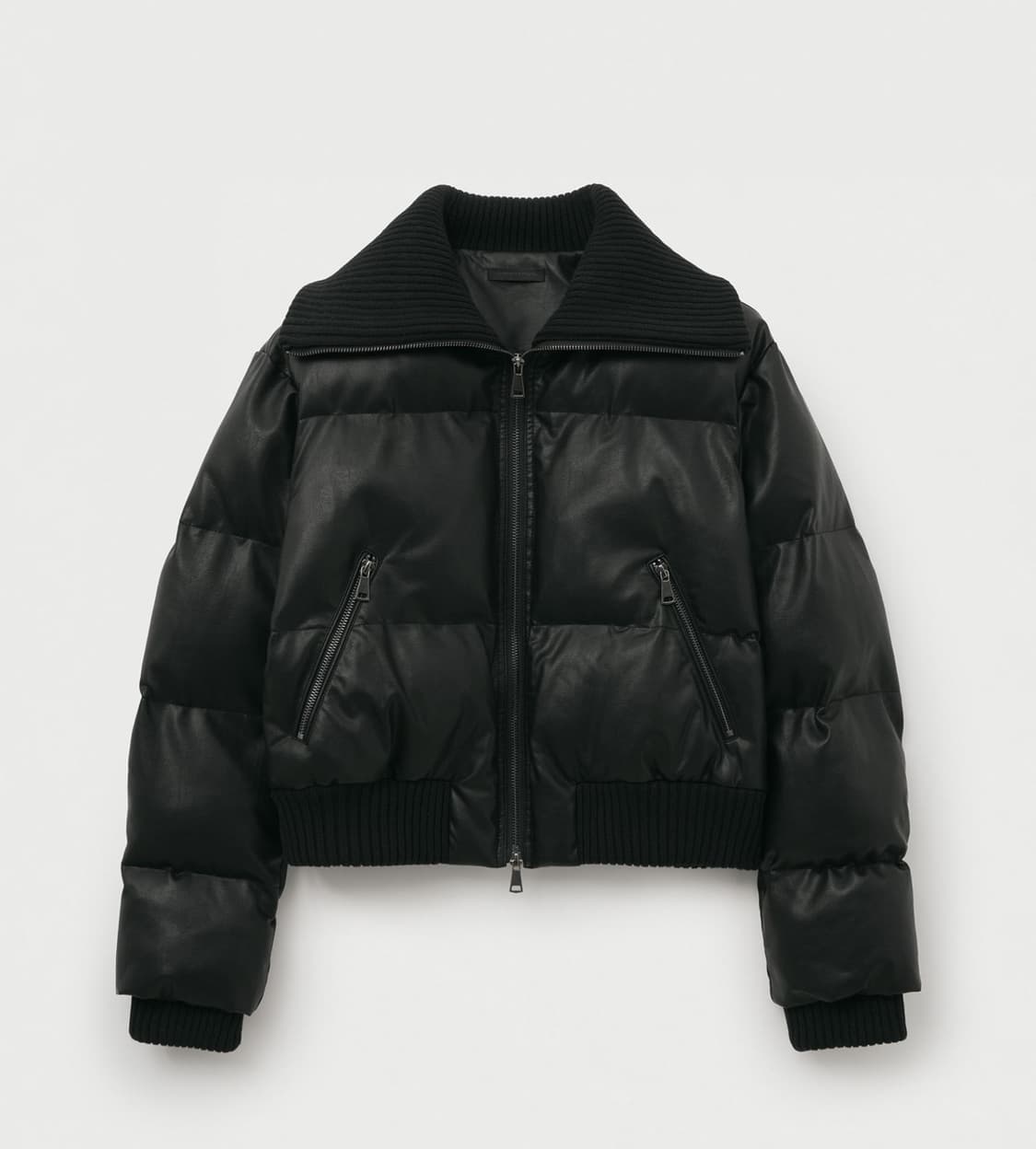 헬레네파리스 레더 리브드 칼라 웰론 점퍼 상품이미지1