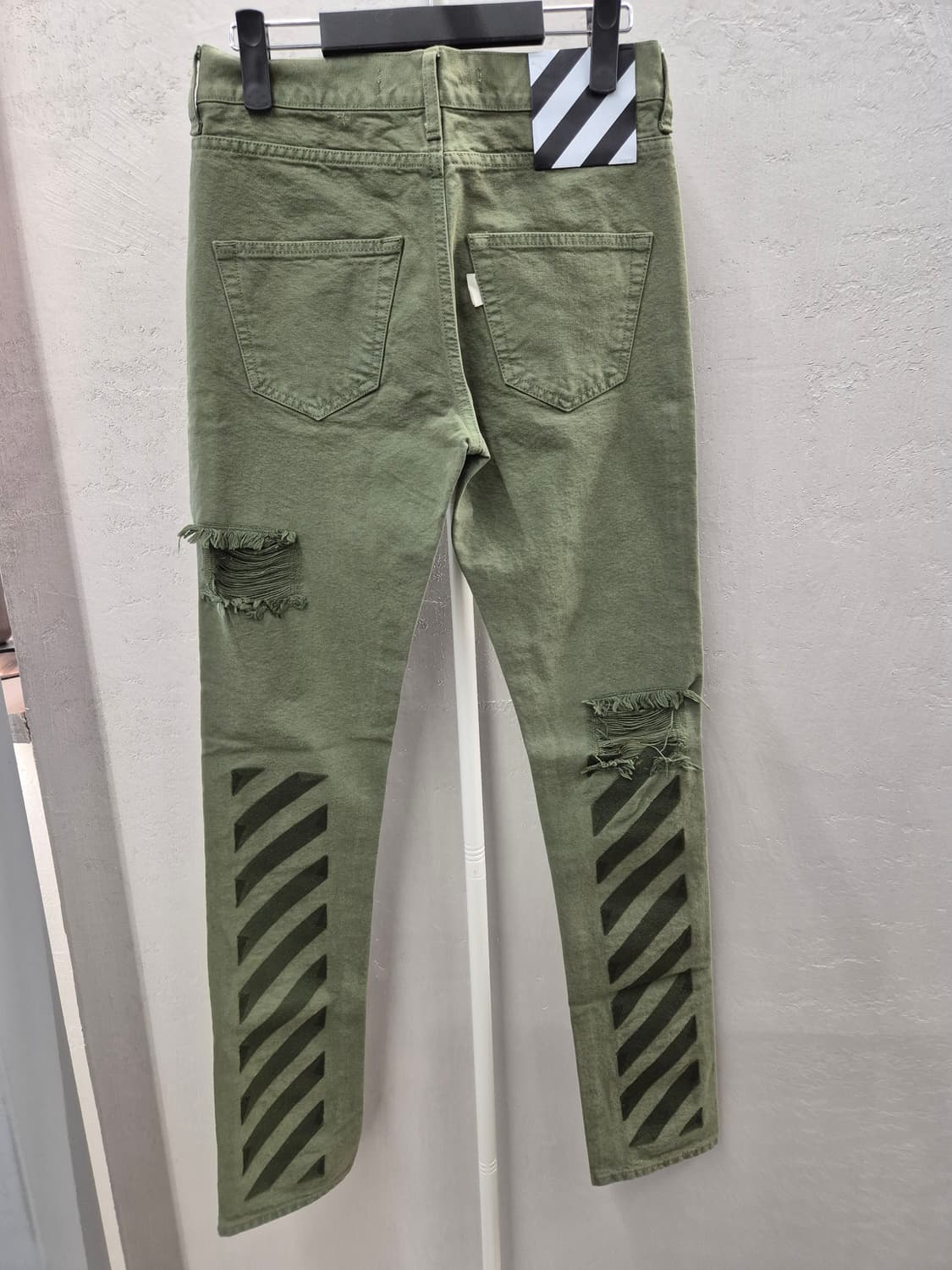 오프화이트 디스트로이드 데님 팬츠 카키 28 상품이미지2