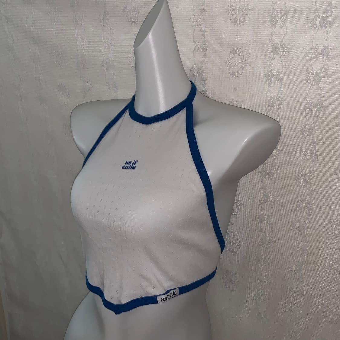 블루 화이트 홀터넥 탑 상품이미지2