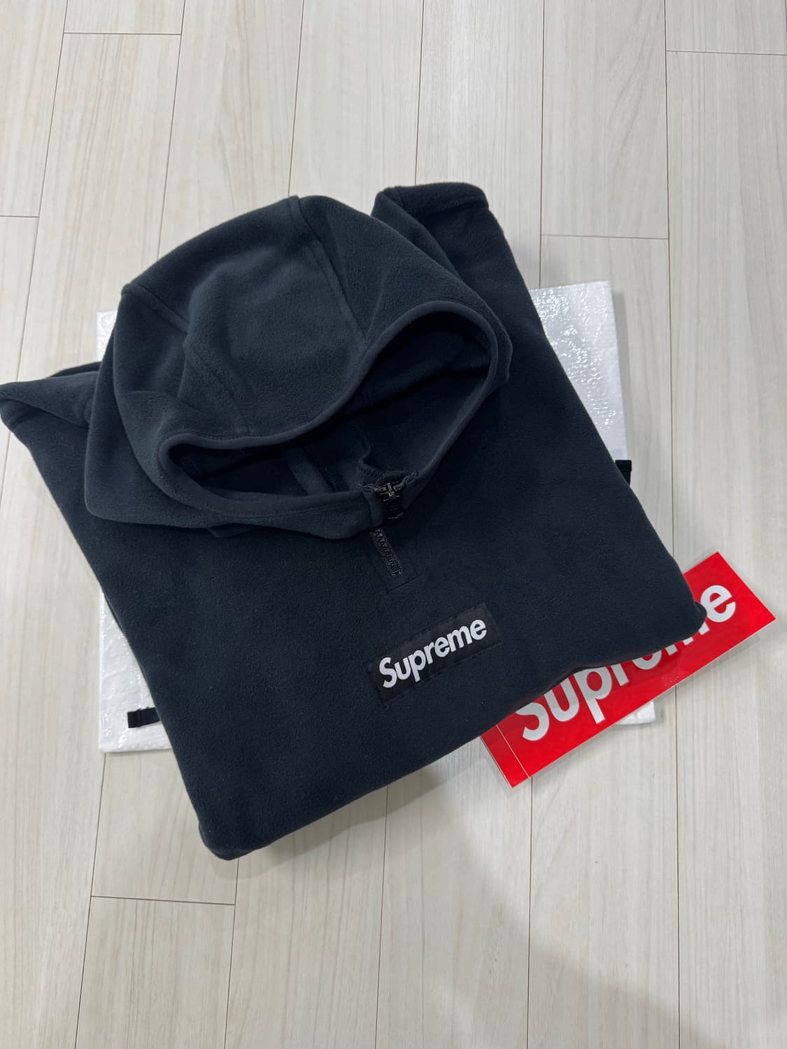 슈프림 폴라텍 페이스 마스크 하프 집 후드 스웨트셔츠 블랙 상품이미지6