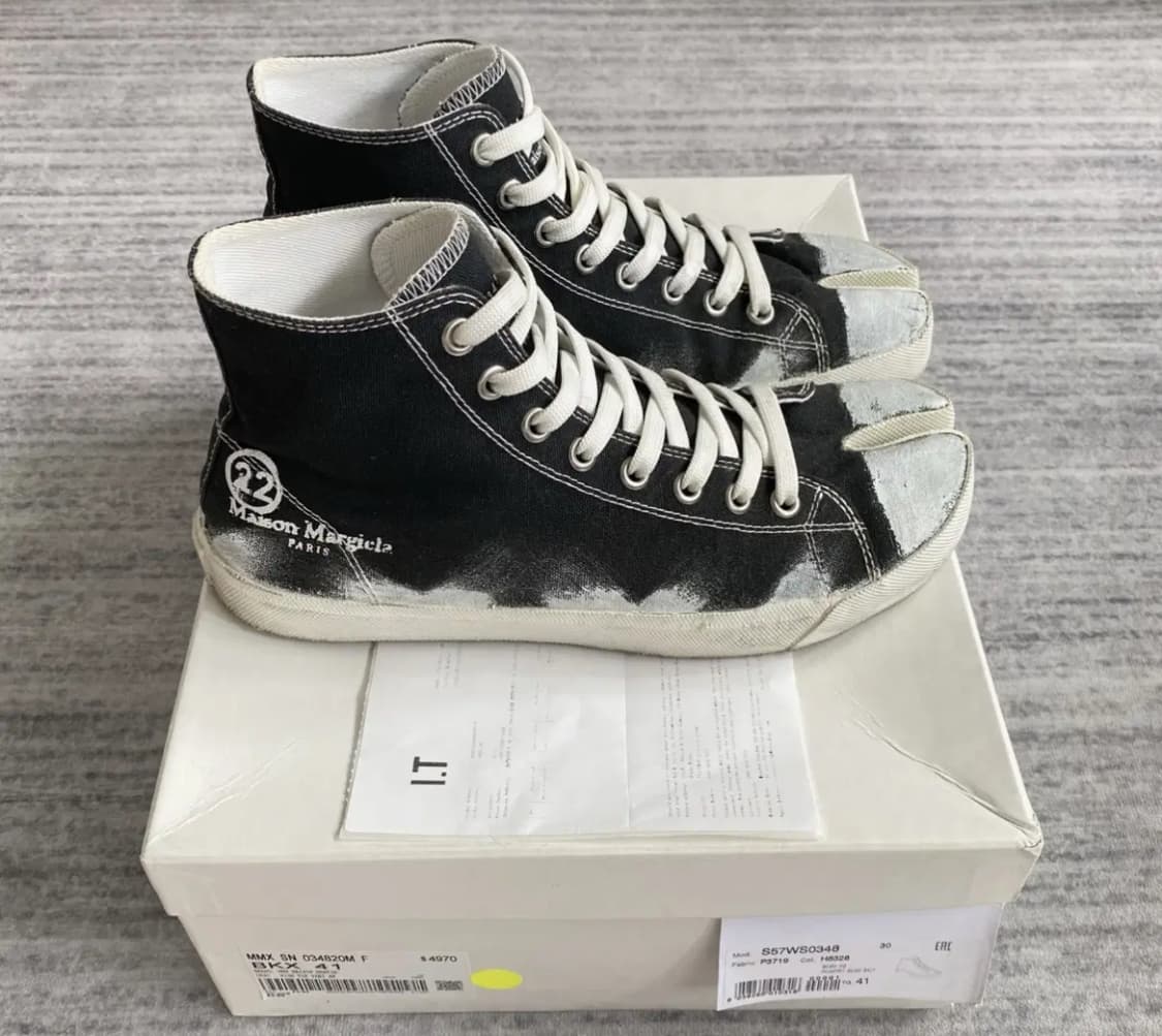 [44] 메종 마르지엘라 타비 페인팅 페인트 하이탑 스니커즈 블랙 상품이미지1