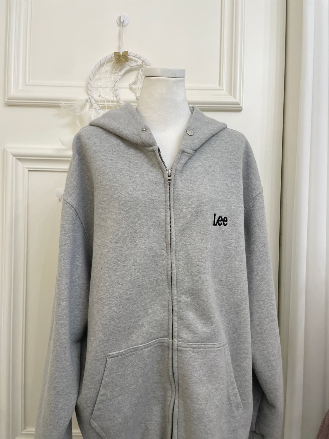LEE gray basic long over hoode-zip 상품이미지5