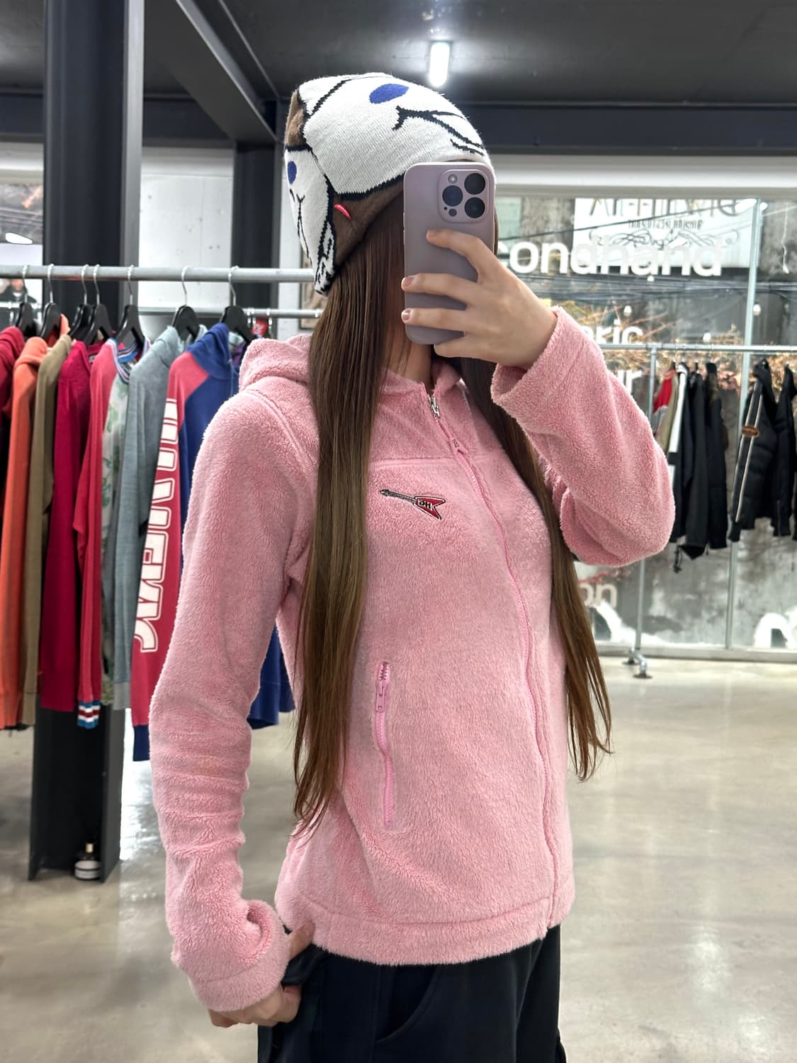 히스테릭글래머 HG Rock 딸기우유 플리스후드집업 상품이미지3