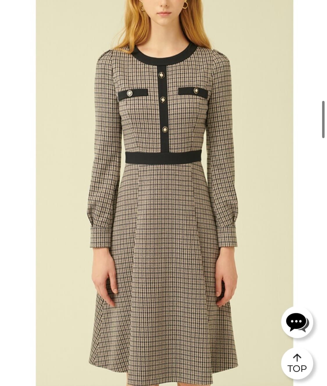 샤틴 SATIN 샤틴배색라인 체크플레어원피스 상품이미지2