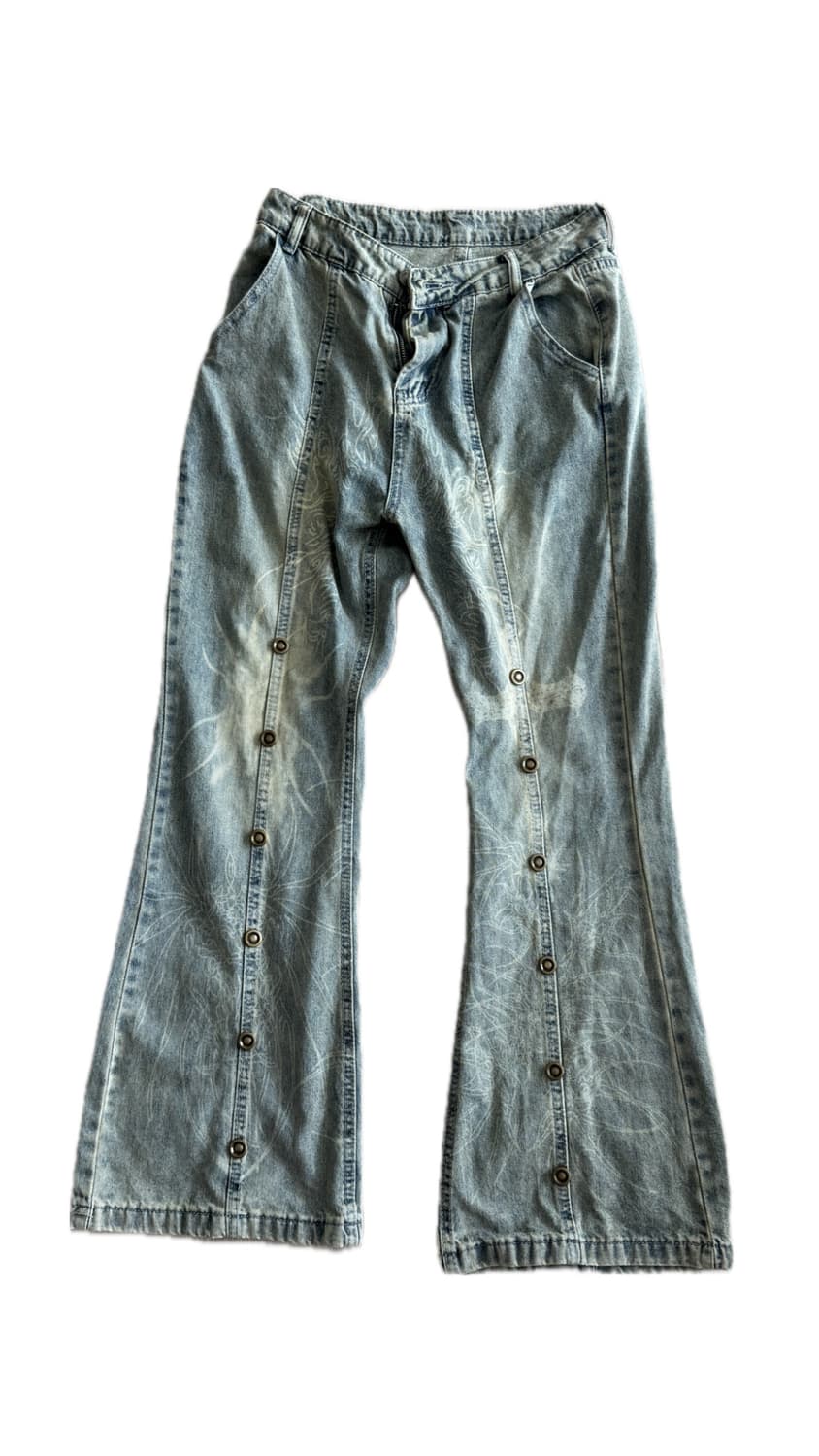 y2k 빈티지 워싱 타투 부츠컷 청바지 팬츠 상품이미지1