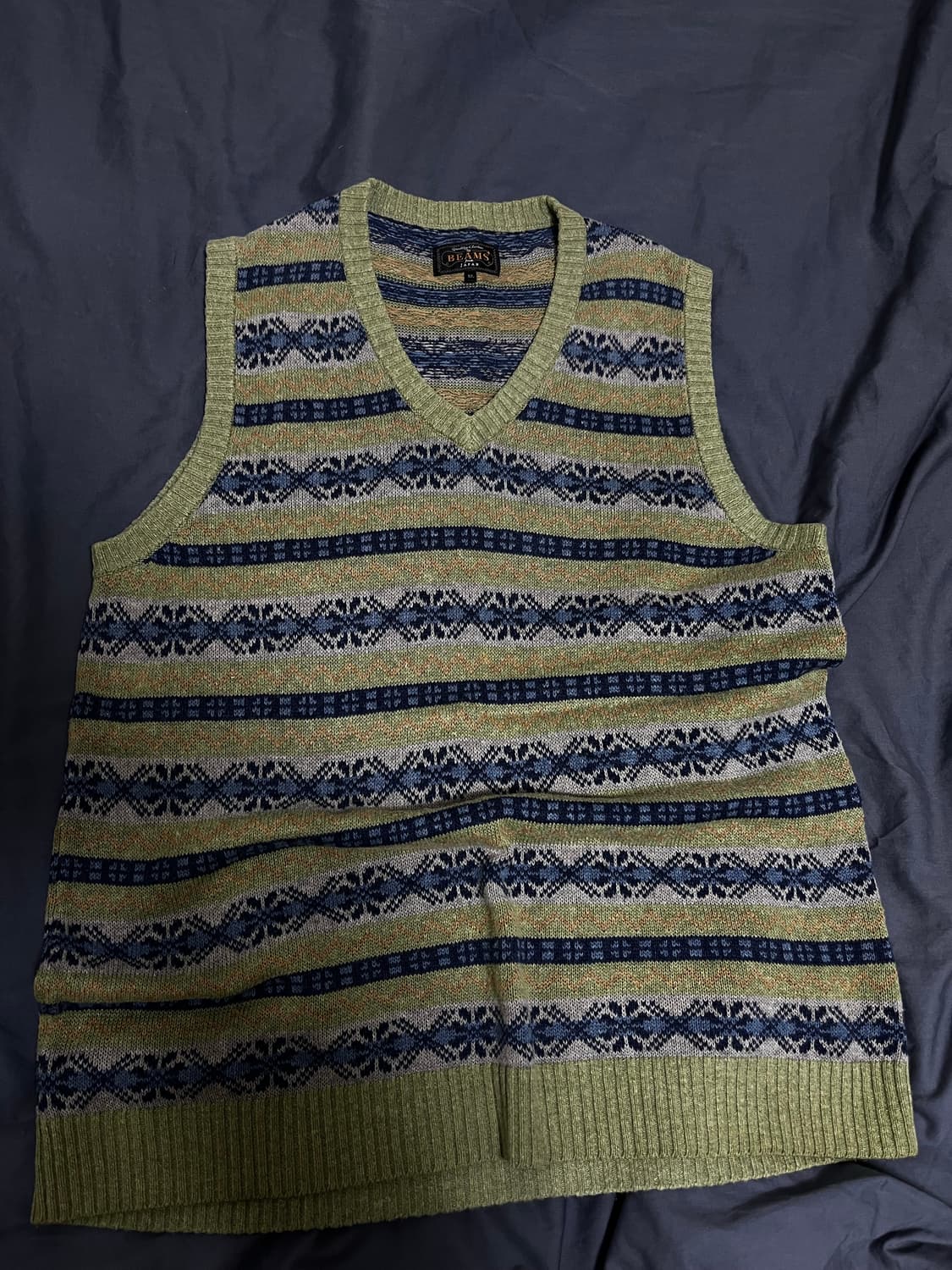 빔즈플러스 페어아일 아가일 패턴 베스트 XL 에임레온도르 상품이미지1