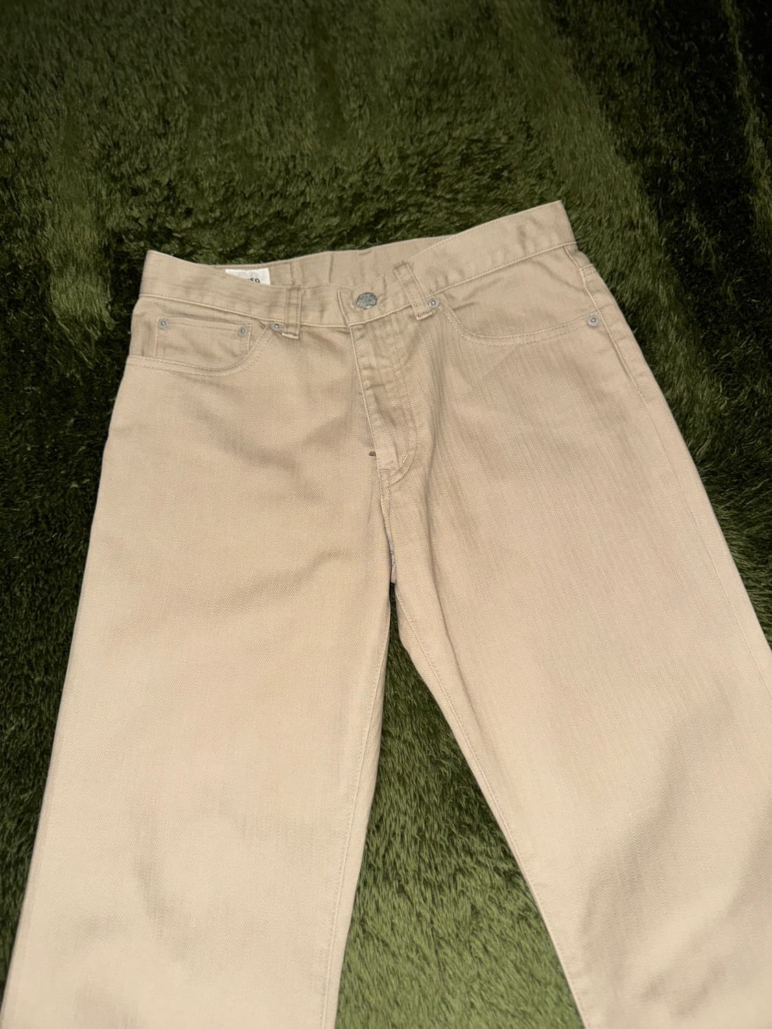 [2] 타케오 키쿠치 헤링본 5포켓 코튼 팬츠 베이지 상품이미지5