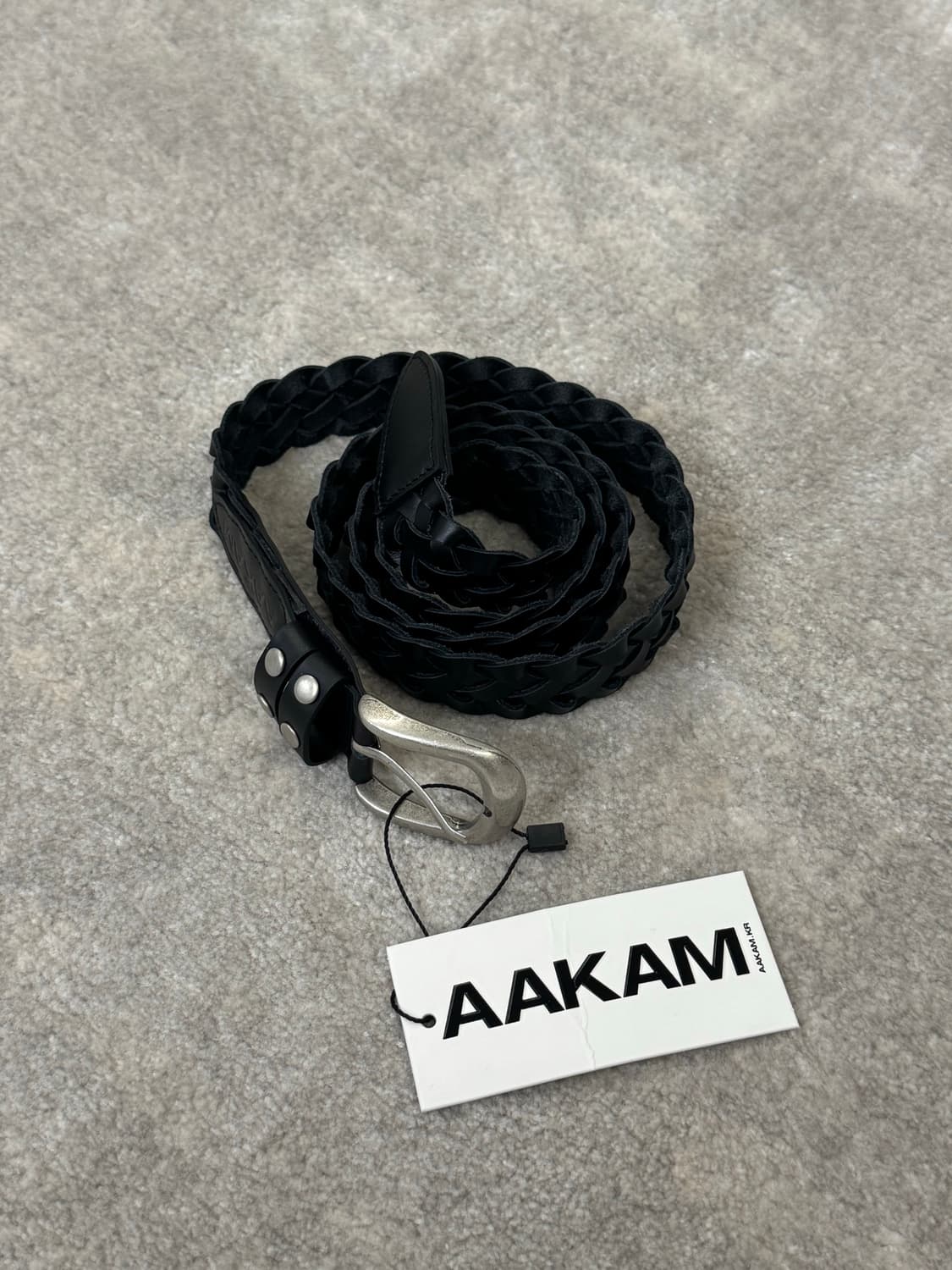 [아캄] 30mm 브레이디드 웨스턴 레더 벨트 블랙 상품이미지2