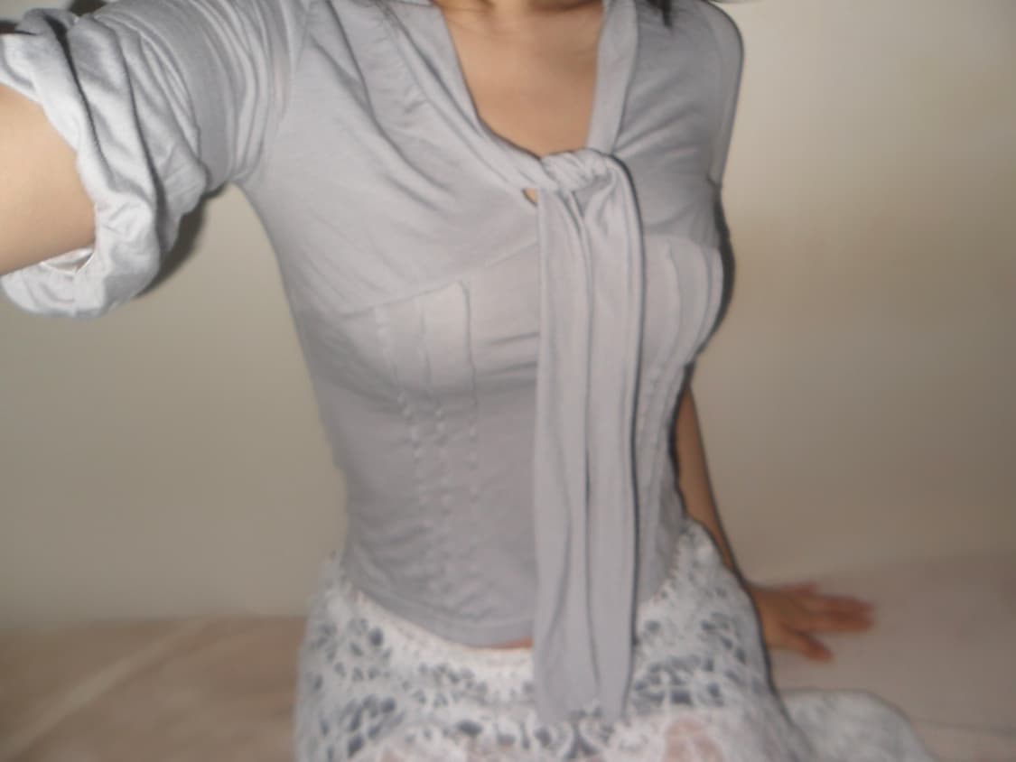 vintage tie tee  &  lace layered skirt 상품이미지1