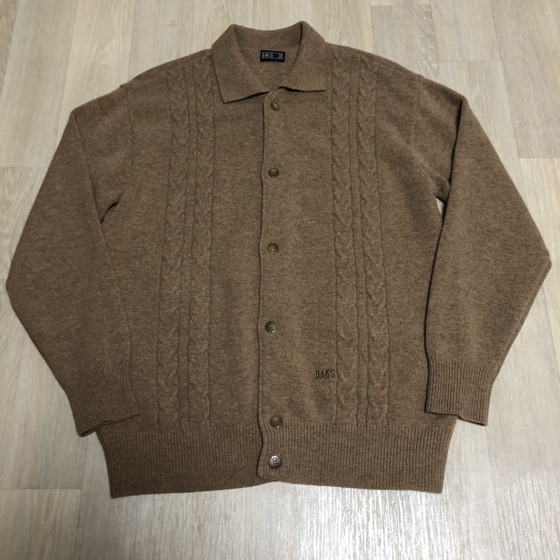 (105) 닥스 DAKS 100% 퓨어울 카라 케이블 가디건 다크 카멜 상품이미지1