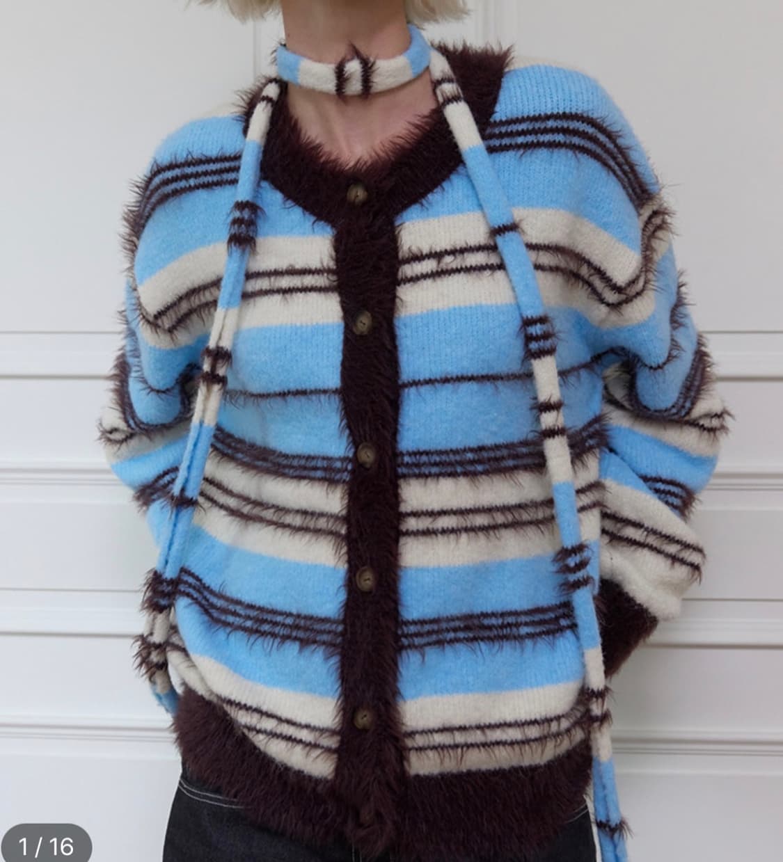 민더리 헤어리스트라이프가디건+머플러 판매해요 상품이미지1