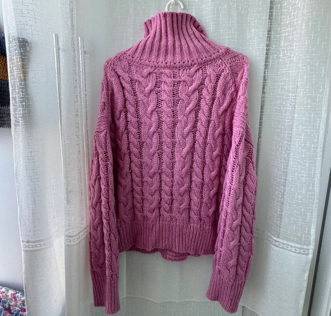 니트 카라 가디건 핑크  주머니 모리걸 러블리 상품이미지5