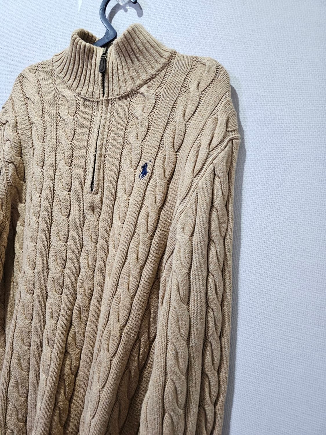 폴로 POLO 꽈배기 베이지 반집업니트 95 / M 상품이미지2