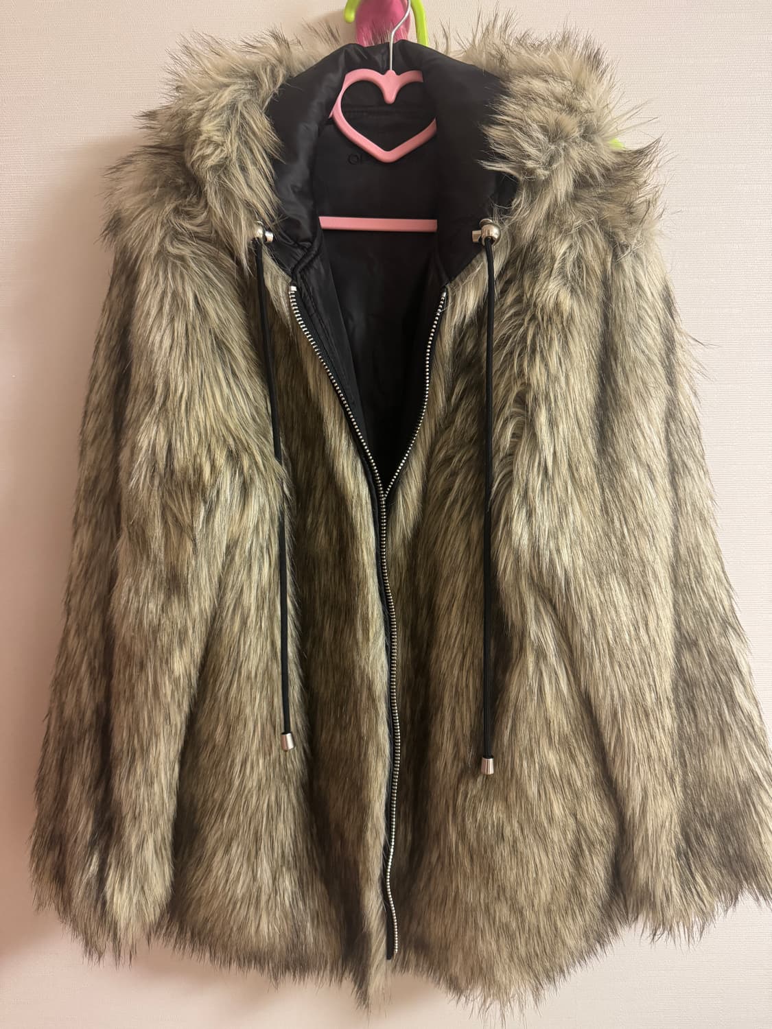 오픈와이와이 리버시블 후드 퍼 자켓 베이지 스몰(S) 상품이미지6