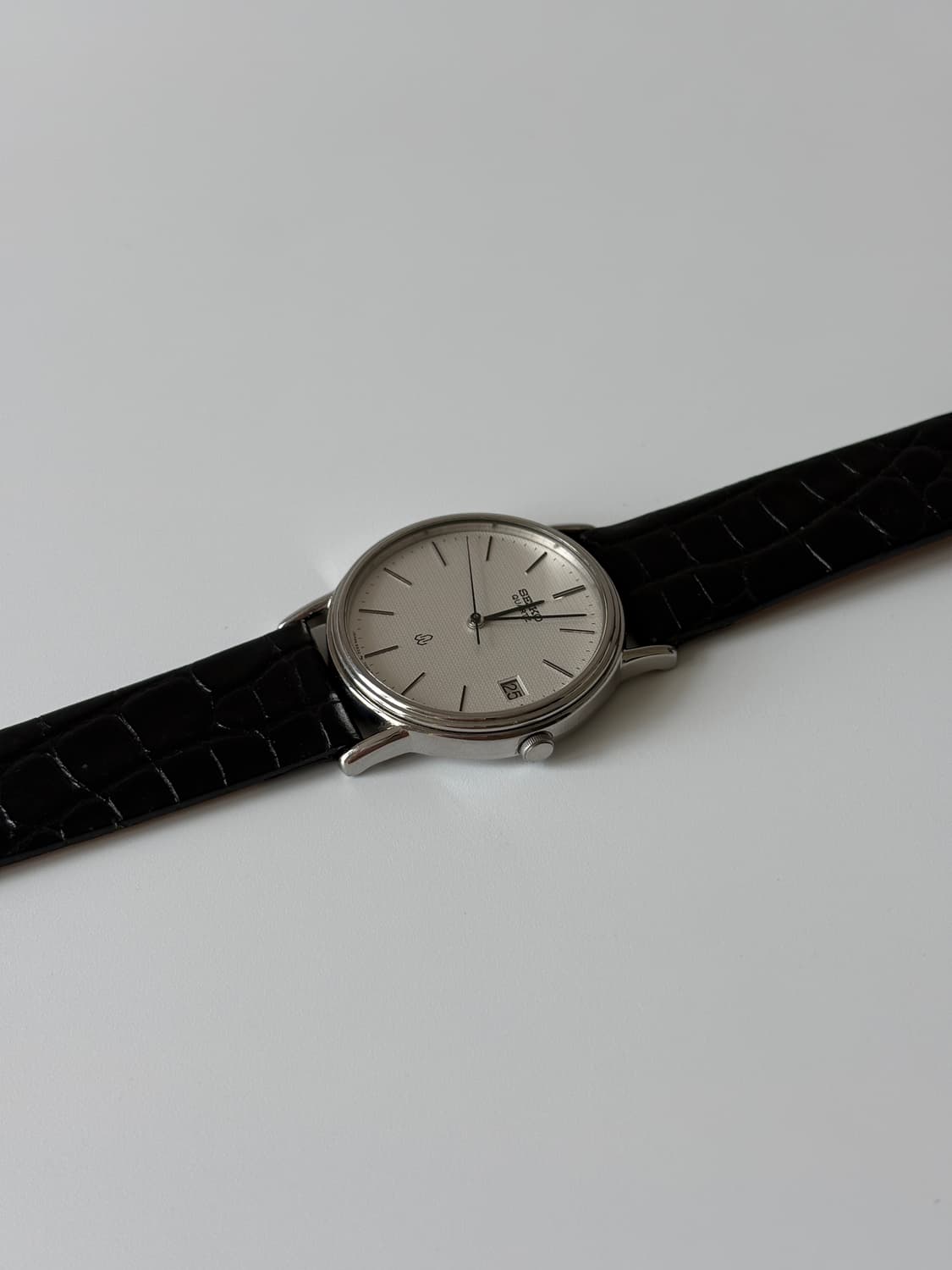 1980년대 Chariot 텍스쳐 다이얼 실버 쿼츠 남성  상품이미지4