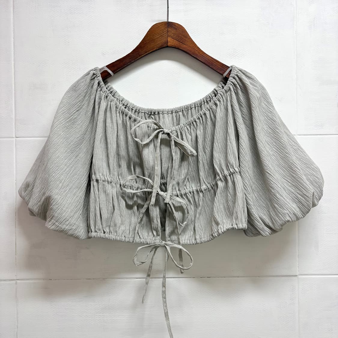 셔링 리본 퍼프 가디건 JPN 상품이미지1