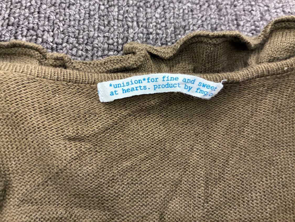 M)Japanese vintage 여성 프릴 디테일 카키 슬리브리스 상품이미지3