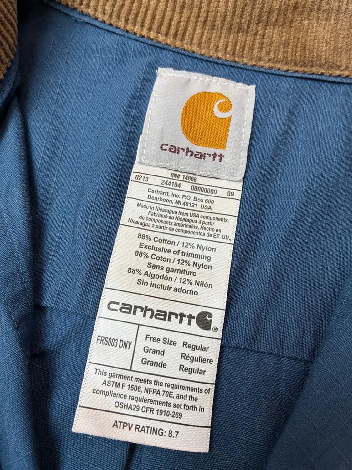 칼하트 00s 코듀로이 배색 워크 반팔 셔츠 PN5183 상품이미지6