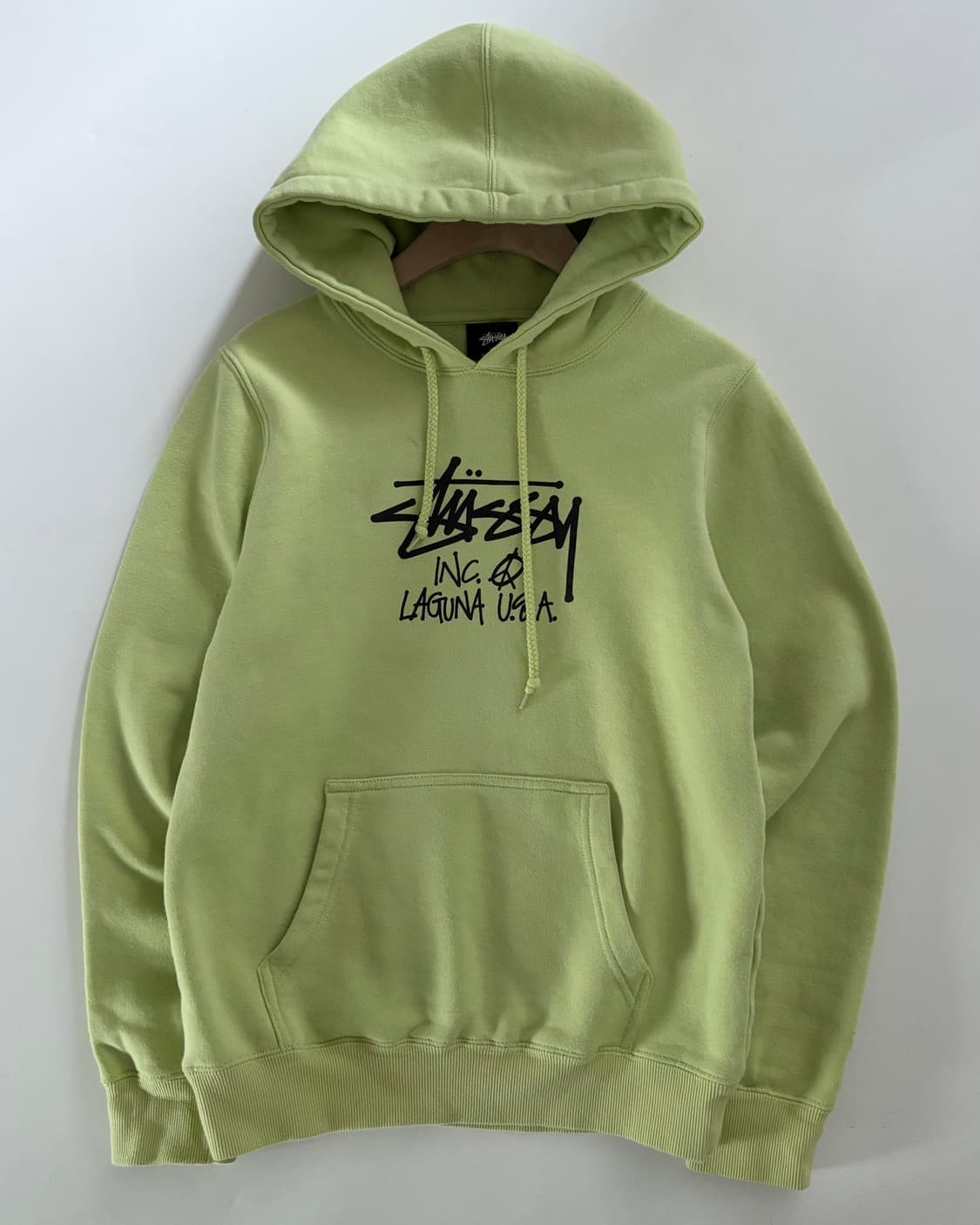 Stussy 스투시 라임컬러 USA스탁로고 후드티 상품이미지3