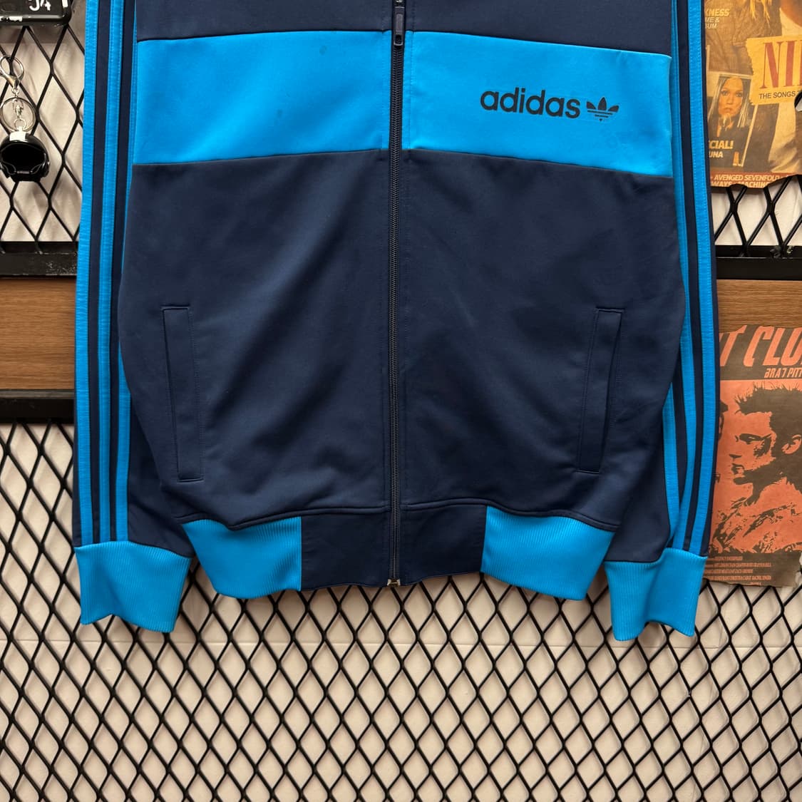 00s 아디다스 트랙자켓 전면 레터링 로고 포인트 네이비 블루 상품이미지4