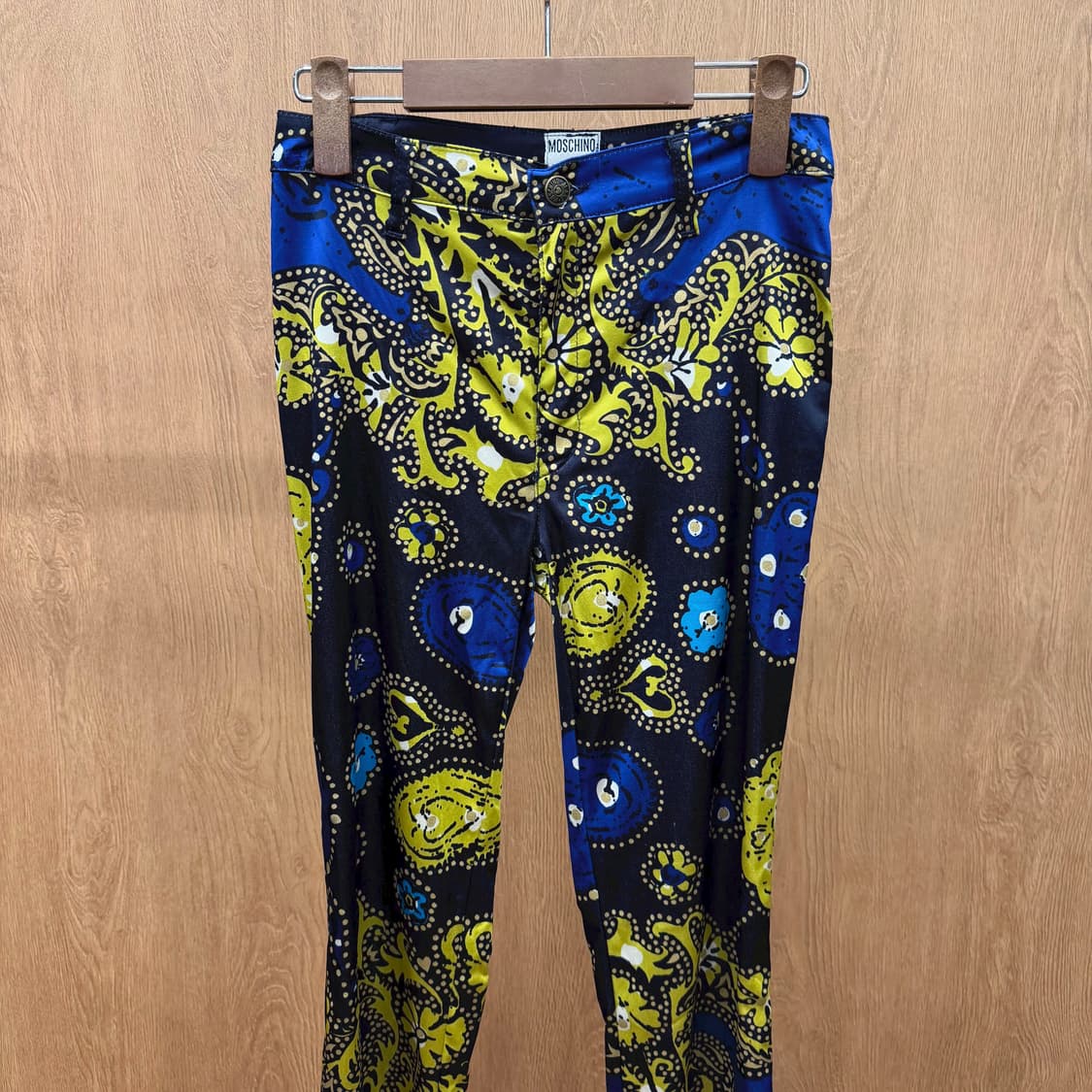 모스키노 진스 슬림 팬츠 아트워크 페이즐리 도트 믹스 패턴 디테일 블랙 상품이미지4