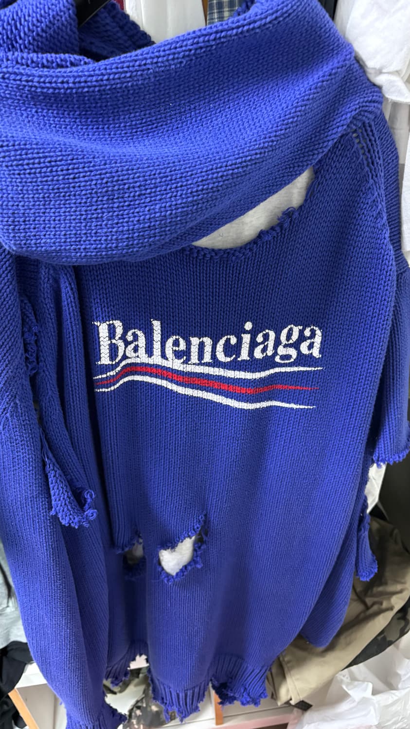 발렌시아가 웨이브 디스트로이드 후드니트[xs] 상품이미지2