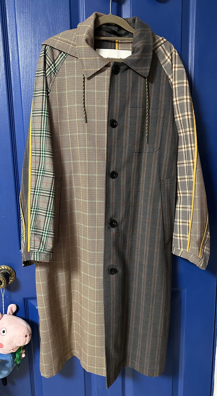 앤더슨벨 체크 패치워크 후드 코트 상품이미지1