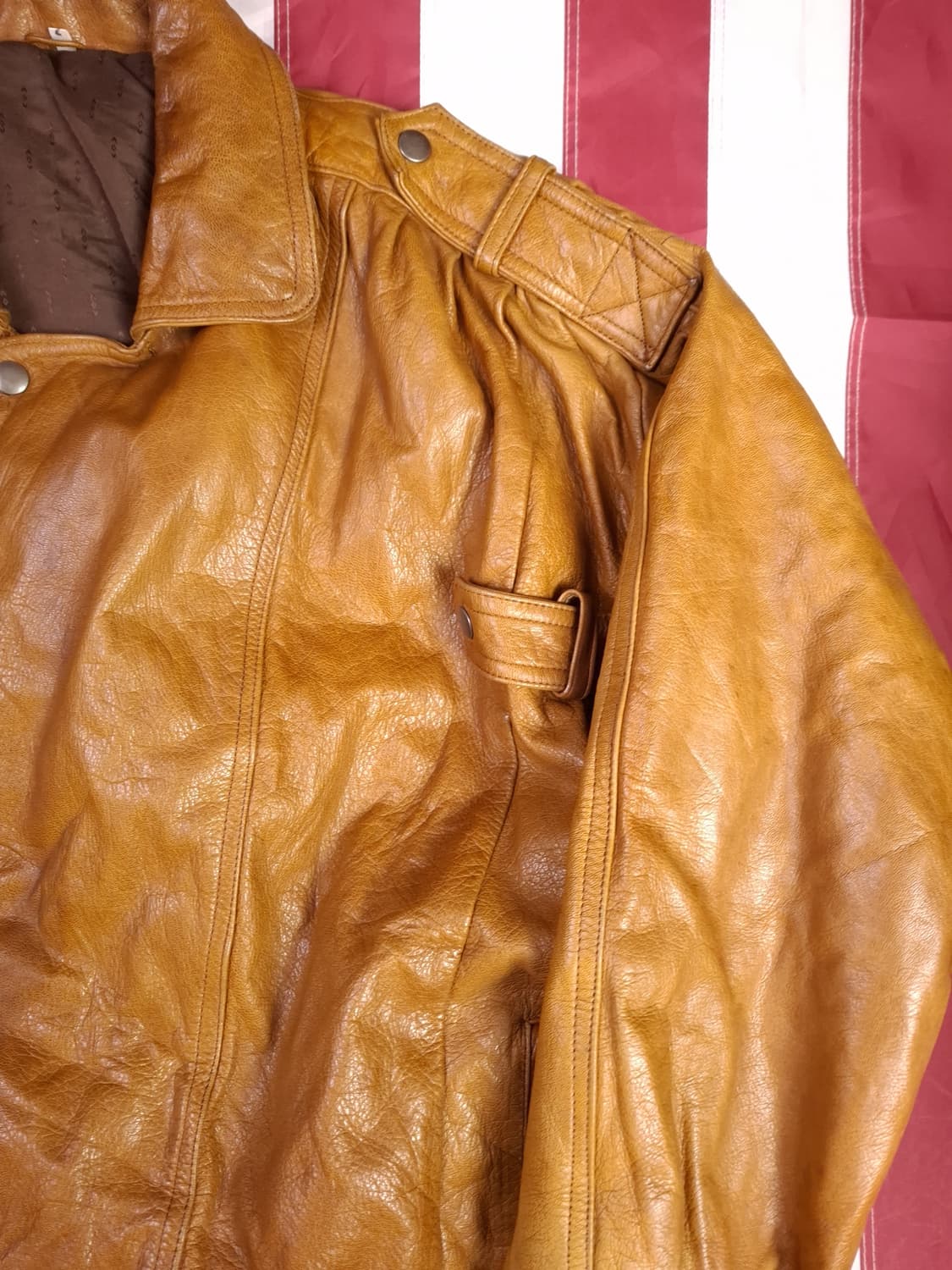 빈티지 리얼레더 더블 견장 봄버자켓 상품이미지3