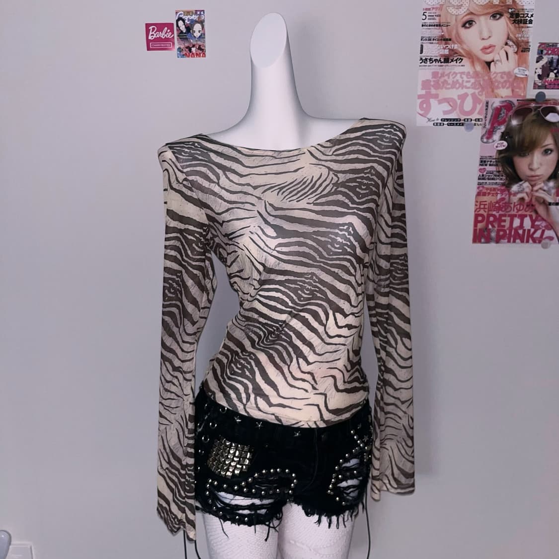 00‘s 갸루 와투케  지브라 레이스 레이어드 세트  상품이미지6