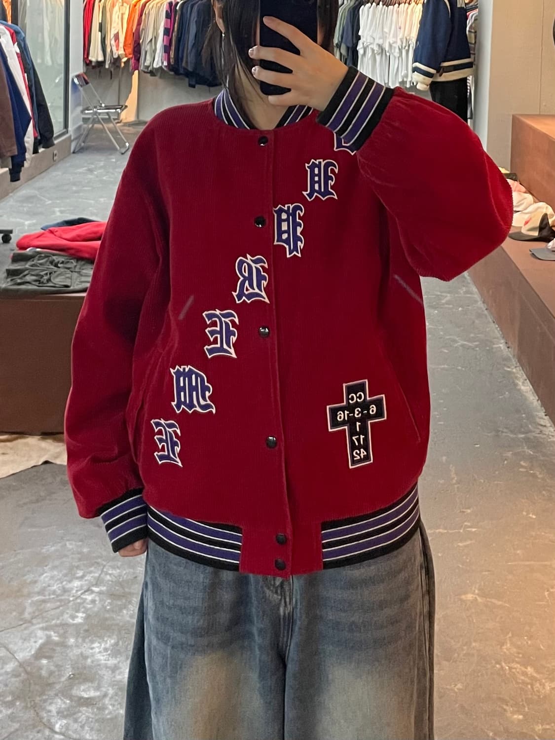 슈프림 올드 잉글리쉬 코듀로이 바시티 자켓 H2337 상품이미지1