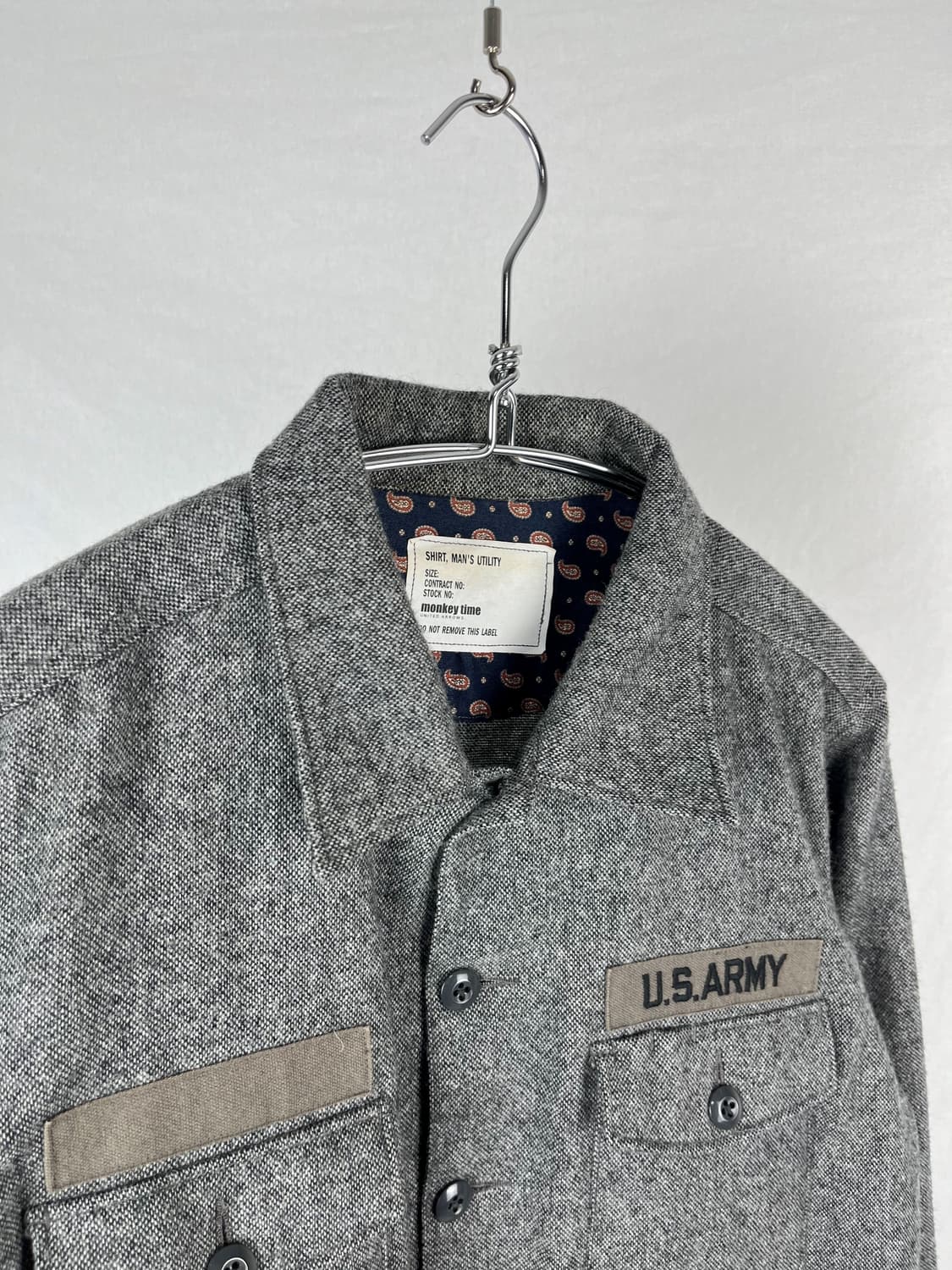 United Arrows 밀리터리 울혼방 셔츠  상품이미지2