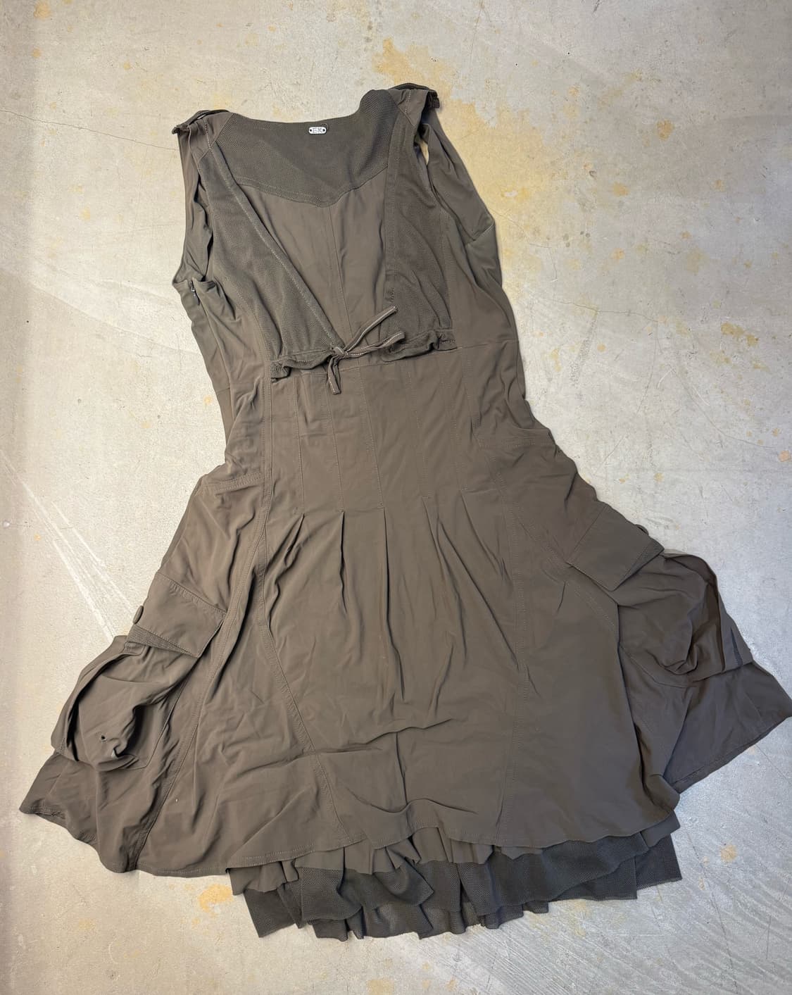 Eva Kayan 카키 카고 슬리브리스 미디 드레스 상품이미지6