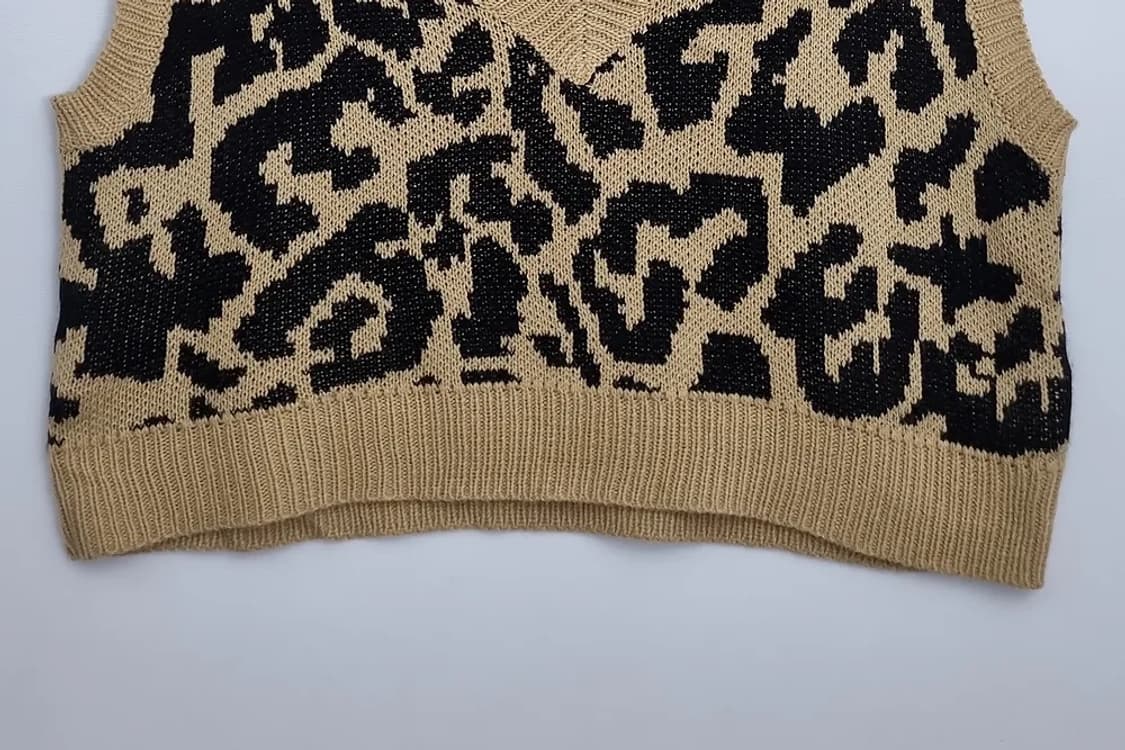 쉬인 레오파드 니트 크롭 베스트 상품이미지4