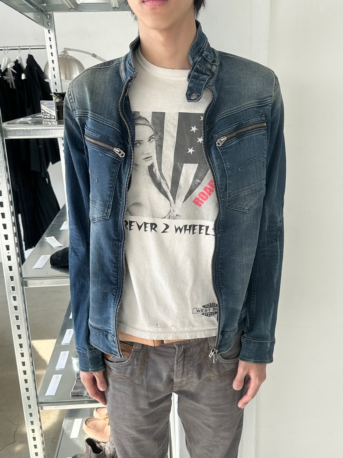 지스타 로우 워시드 백포켓 데님 자켓 상품이미지1