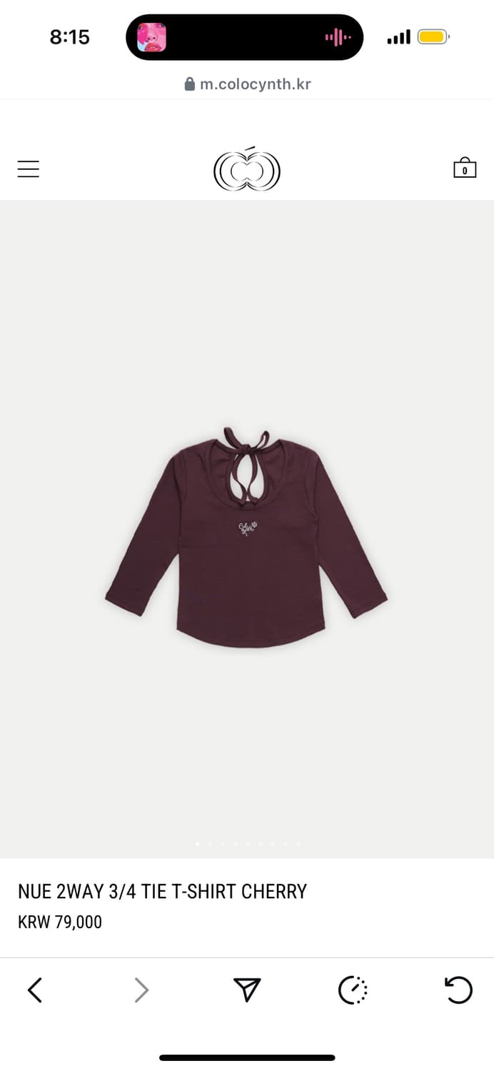 콜로신스 NUE 2WAY 3/4 TIE T-SHIRT CHERRY 상품이미지1