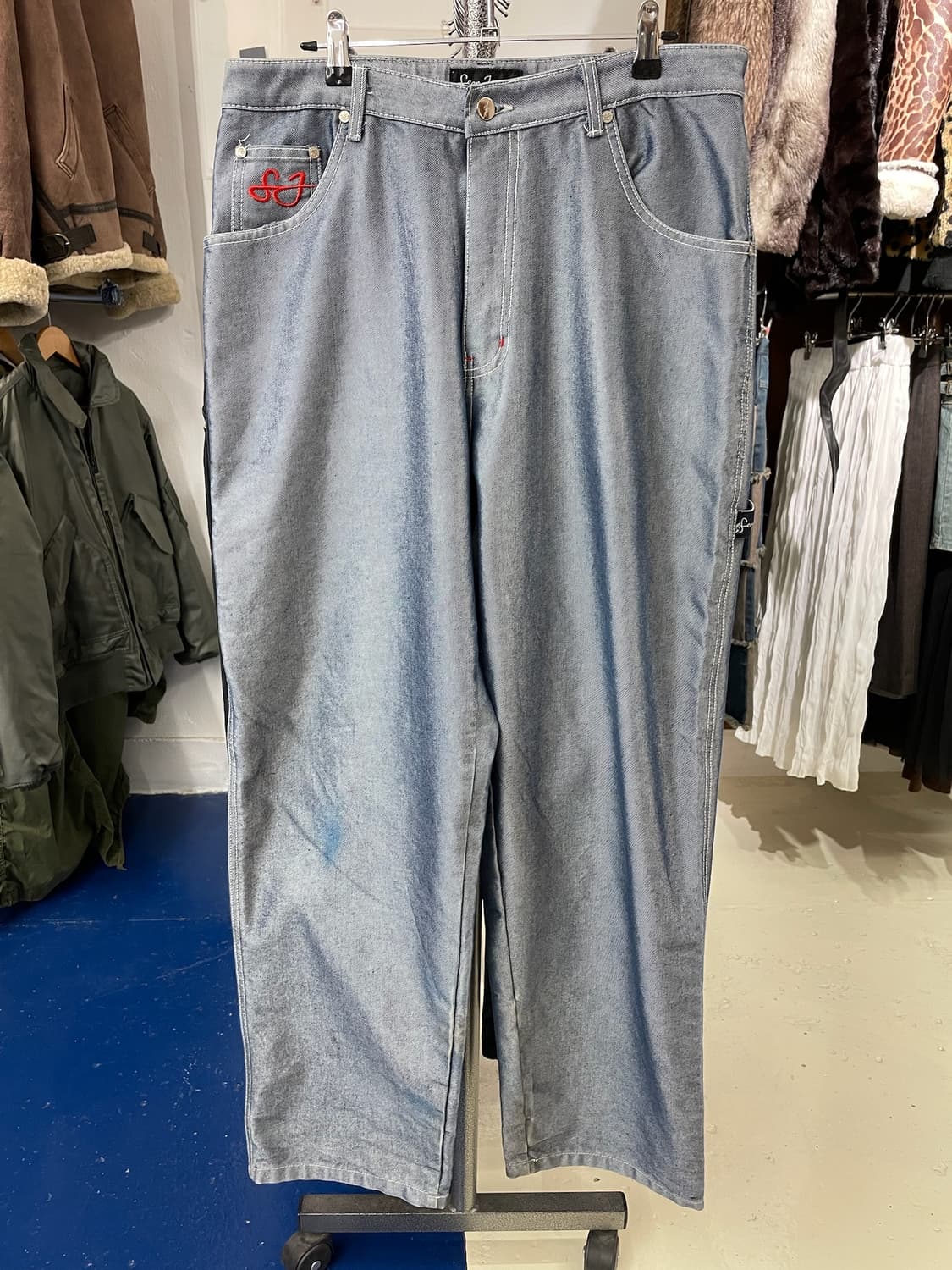 90-00s Sean john 션존 실버데님 카펜터 팬츠 상품이미지5