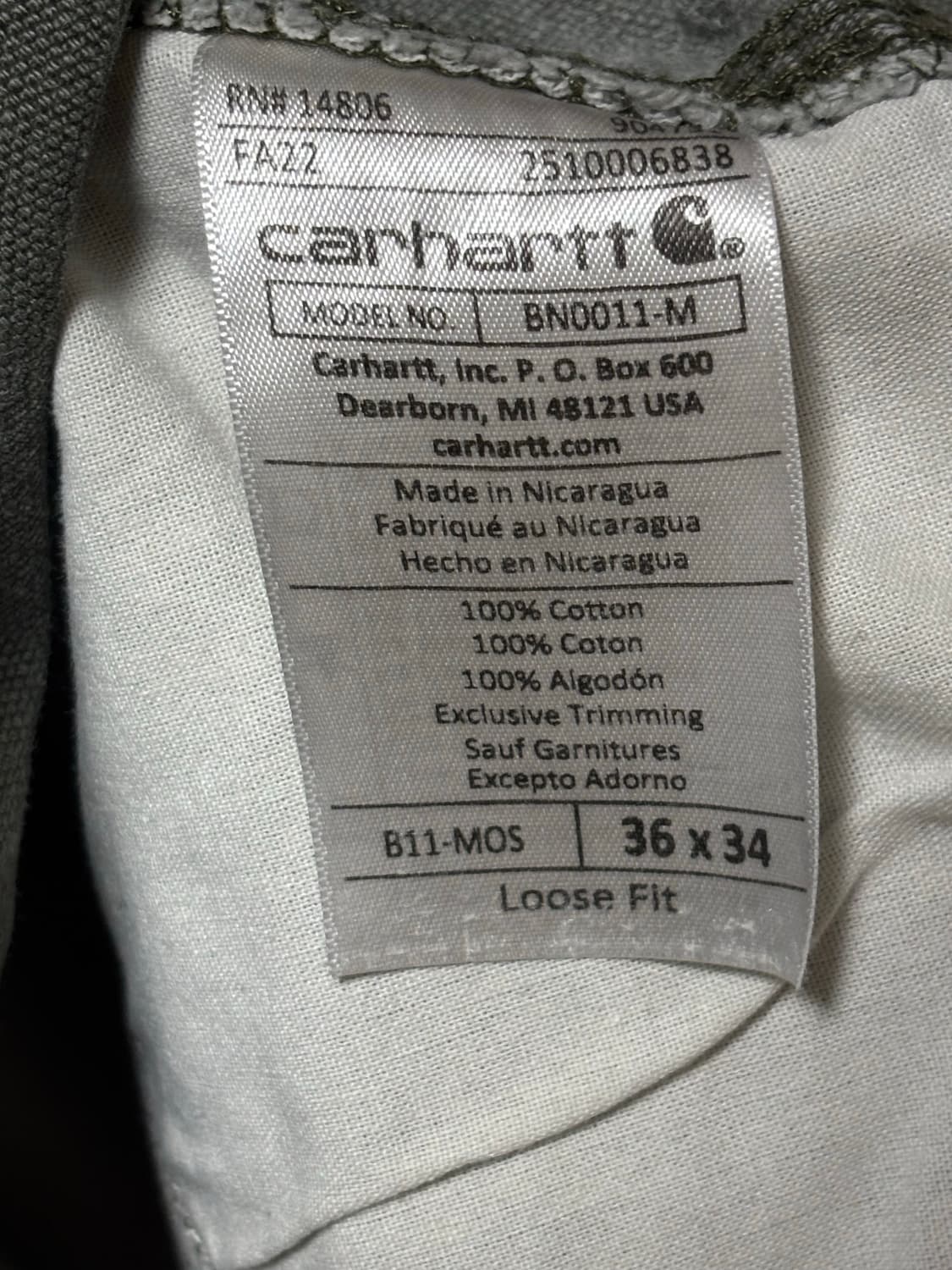 칼하트 싱글니 MOS 36X34 상품이미지7